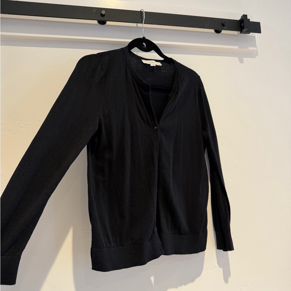 LOFT Black 100% Cotton Cardigan ✨